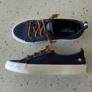 NWOB! Sperry Top-Sider Women's Pier Wave Blue Canvas Sneakers Slip On Size 6.5